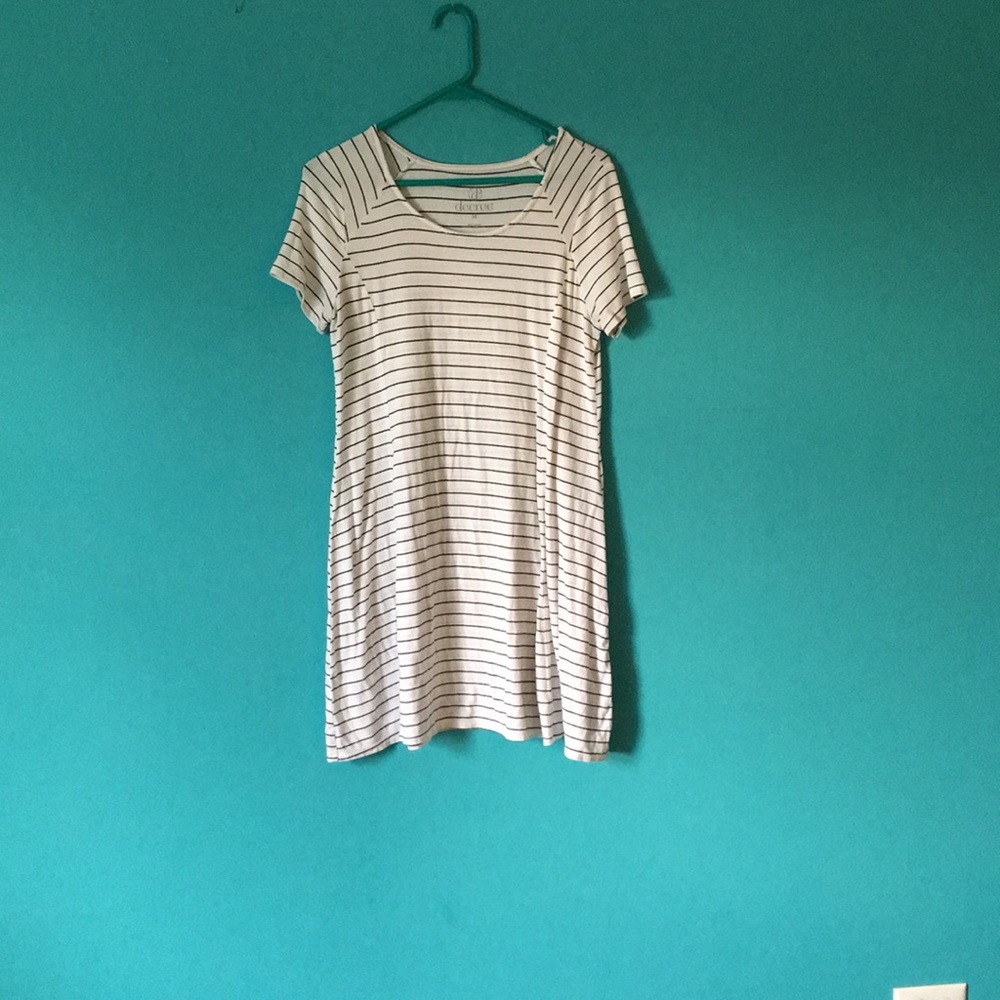 White and Black striped T-shirt dress